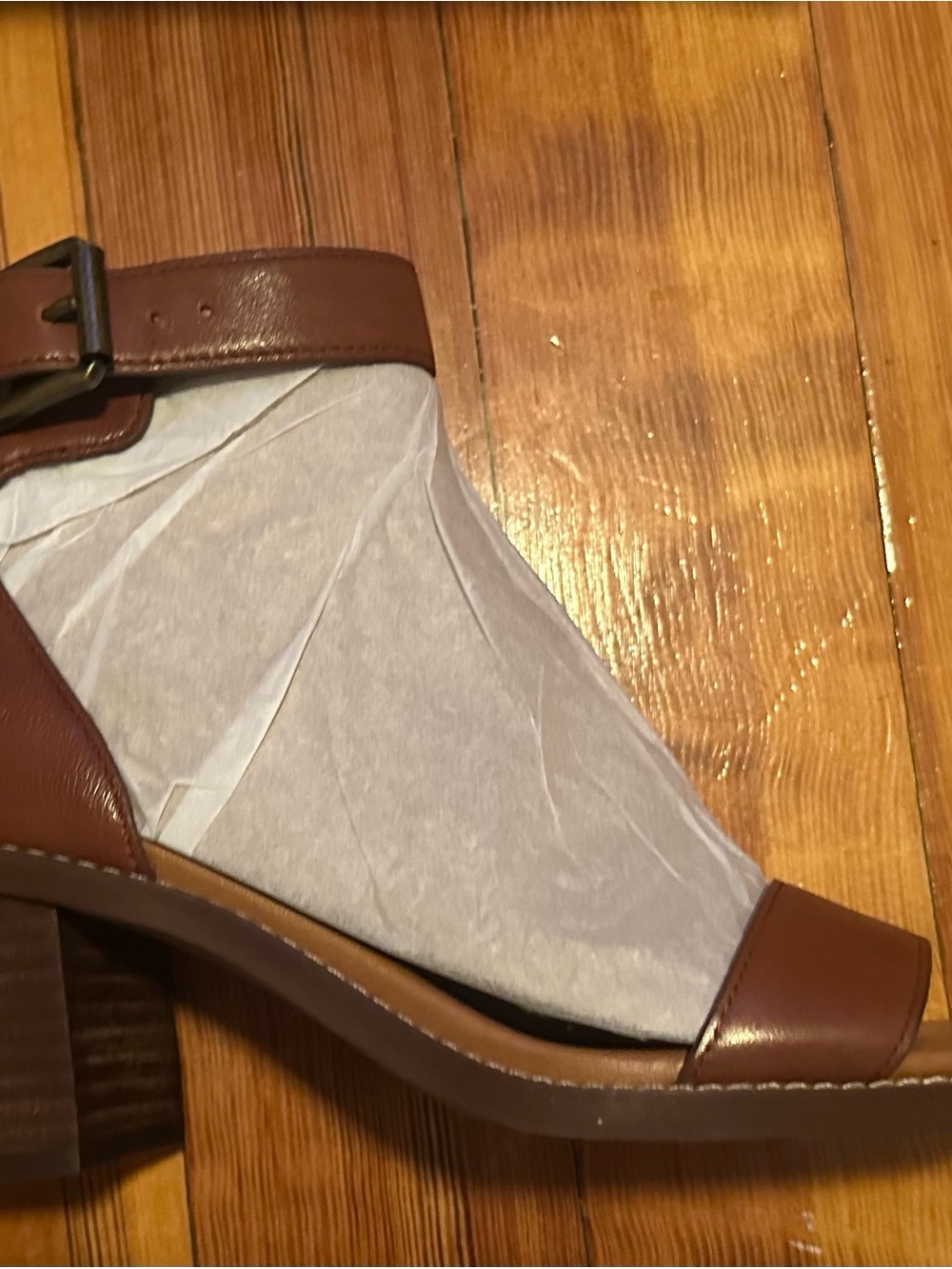Zodiac Brown Leather Block Heel Sandal